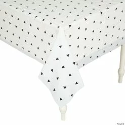 Budget ⭐ Black & White Triangle Plastic Tablecloth 🌟 -Cheap Birthday Table Covers Store 13847297