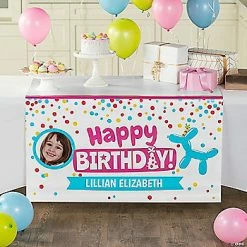 Brand new ❤️ Personalized Happy 🥳 Birthday Custom Photo Plastic Table Runner ⭐