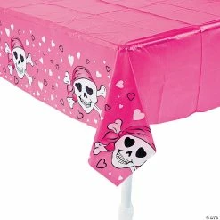 Best Sale ⭐ Pink Pirate Girl Plastic Tablecloth 🤩 -Cheap Birthday Table Covers Store 70 9680
