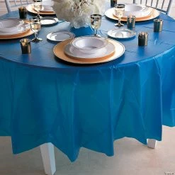 Cheapest 💯 Round Plastic Tablecloth 🔔 -Cheap Birthday Table Covers Store navy blue round plastic tablecloth13697820 a01