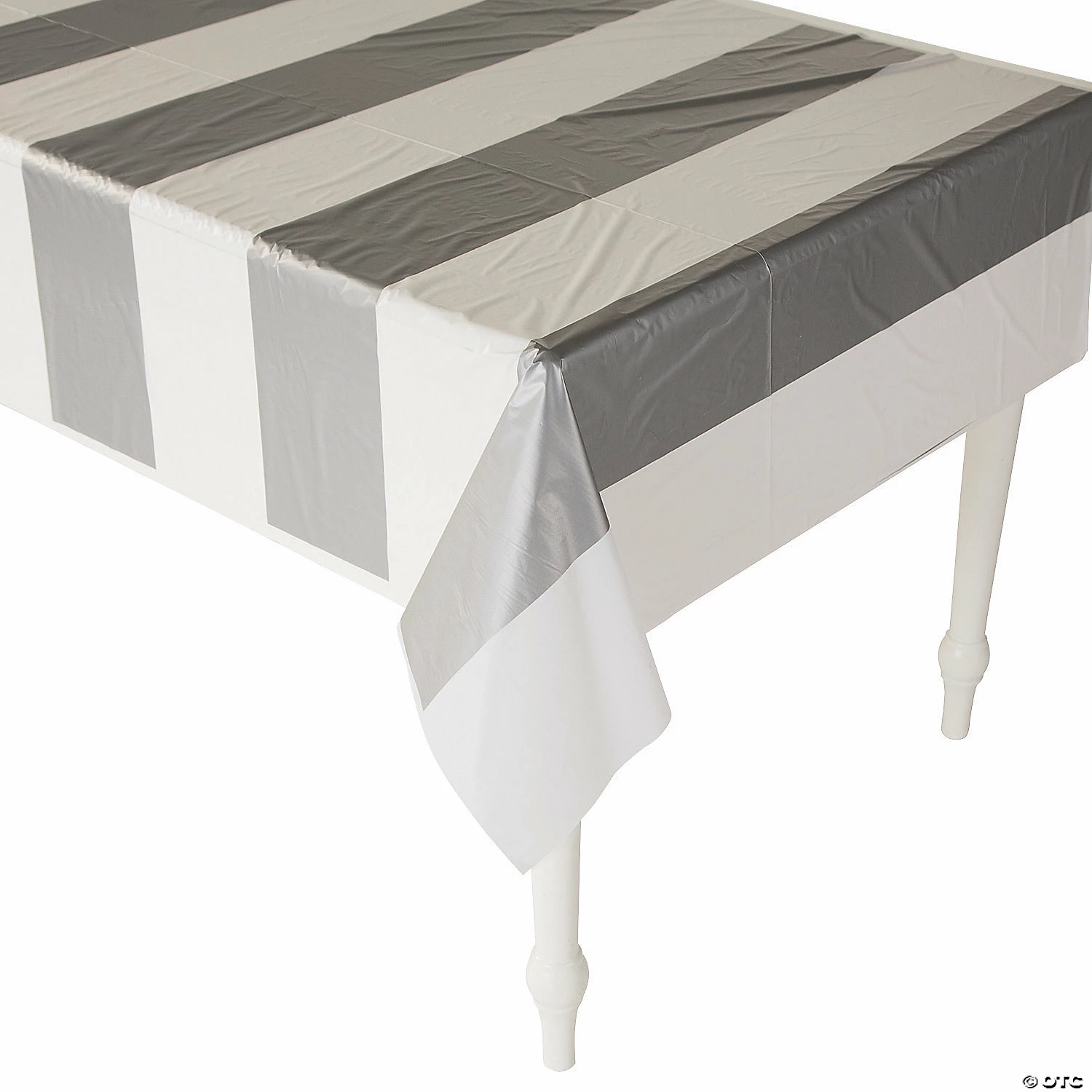 Outlet β€οΈ Silver & White Striped Plastic Tablecloth Roll π 4 Outlet β€οΈ Silver & White Striped Plastic Tablecloth Roll π - Image 2
