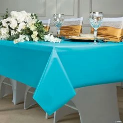 Best Sale 🔔 Rectangle Plastic Tablecloth ⌛ -Cheap Birthday Table Covers Store turquoise plastic tablecloth70 1296 a01